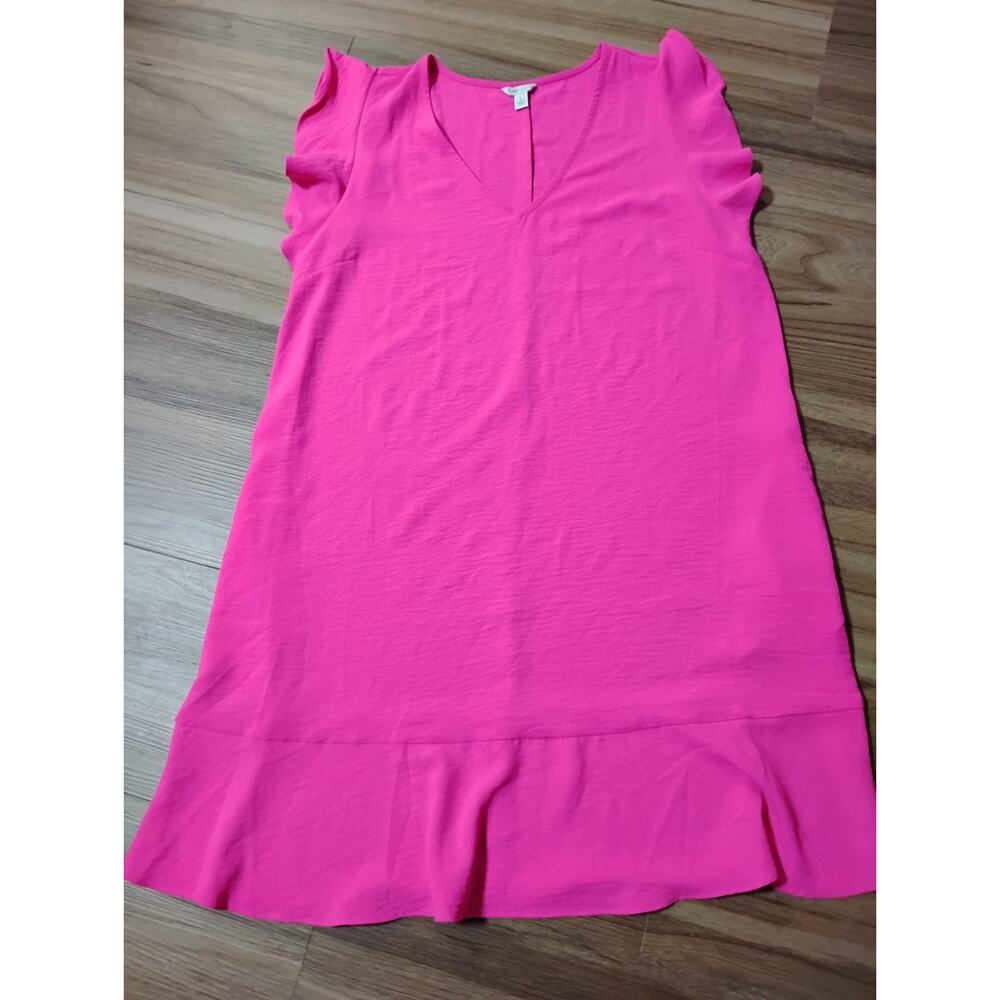 shift-style dress Hot Pink Cato ruffleShirt Sleeve Large Pockets